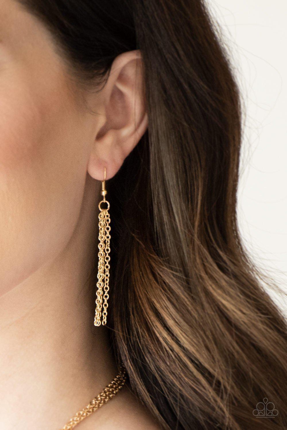 Once In A MILLIONAIRE Multi Gold and Smoky Silver Rhinestone Necklace - Paparazzi Accessories - free matching earrings -CarasShop.com - Paparazzi Jewelry by Cara Jewels