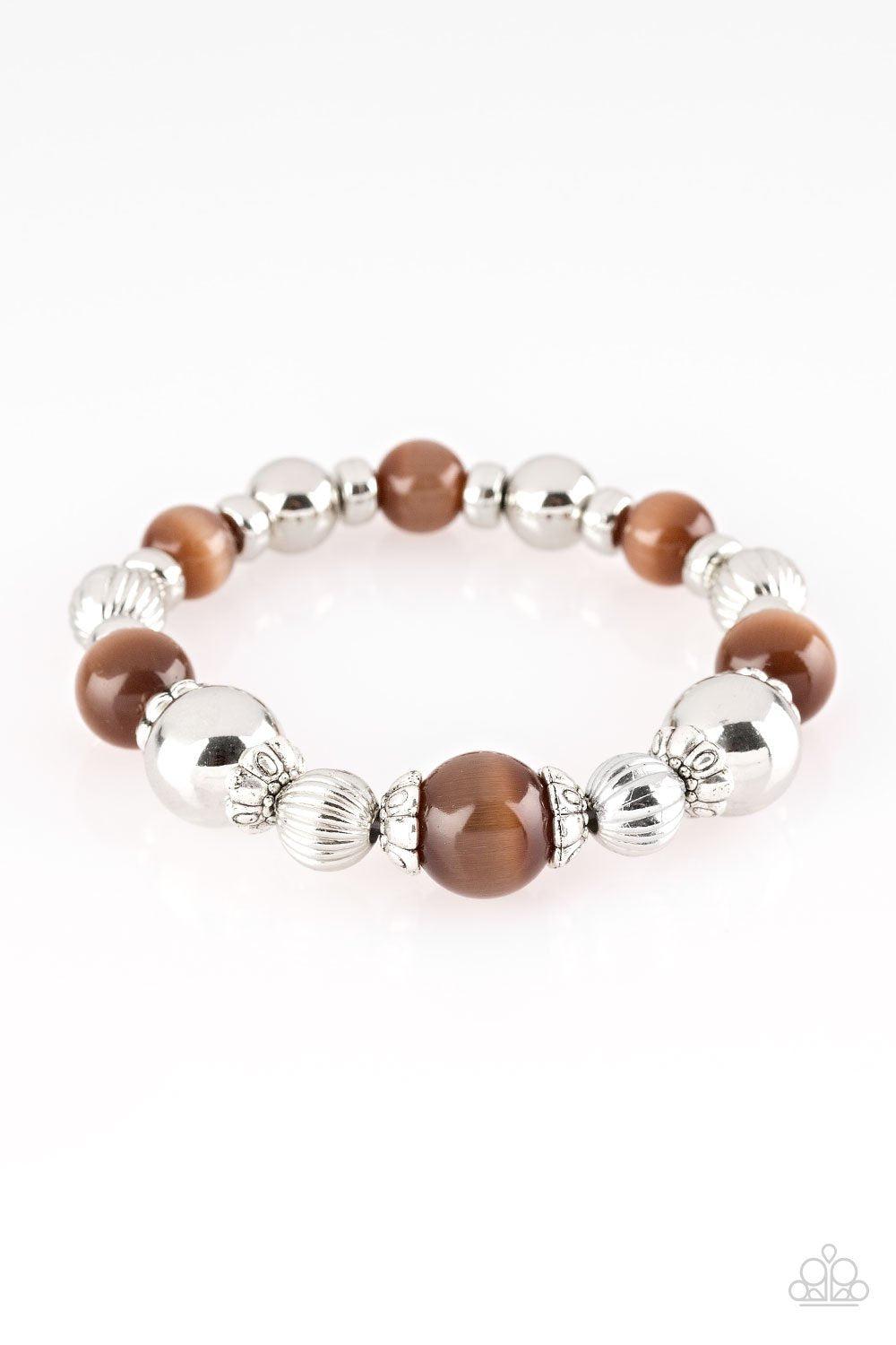 Once Upon A MARITIME Brown and Silver Stretch Bracelet - Paparazzi Accessories- lightbox - CarasShop.com - Paparazzi Jewelry by Cara Jewels