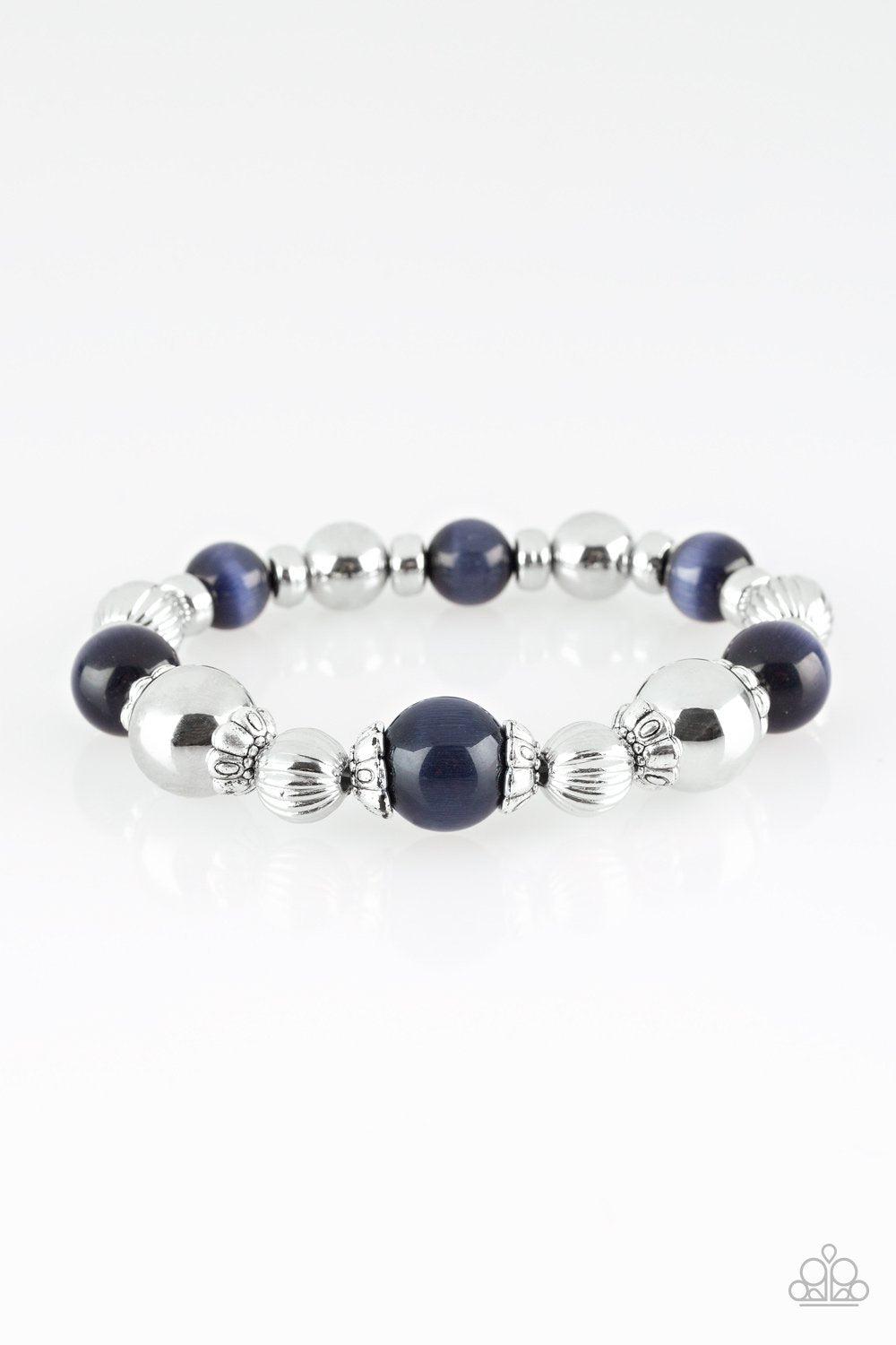Once Upon A MARITIME Dark Blue and Silver Stretch Bracelet- lightbox - CarasShop.com - Paparazzi Jewelry by Cara Jewels