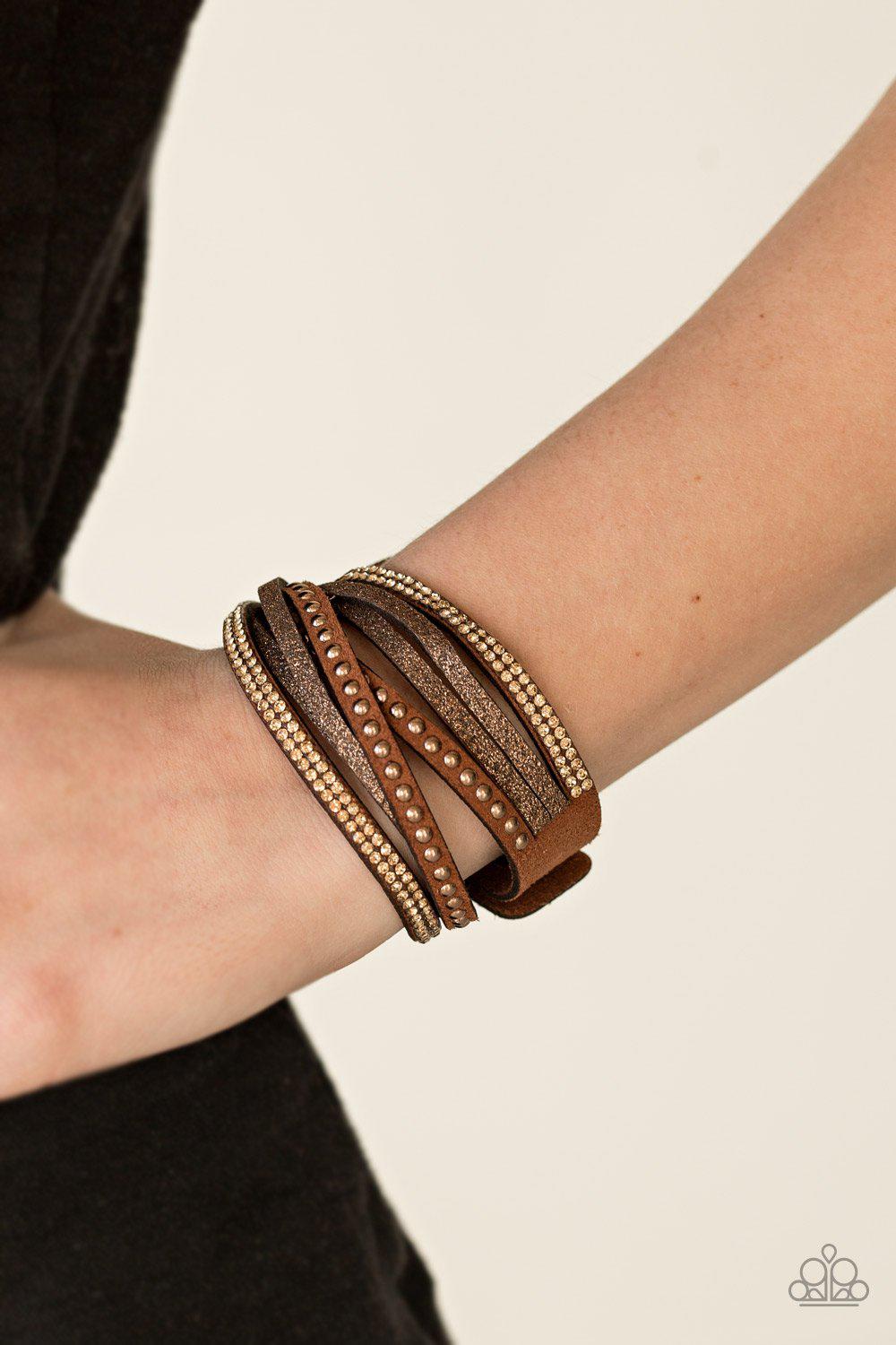 Once Upon A Showtime Copper Double-wrap Snap Bracelet - Paparazzi Accessories- lightbox - CarasShop.com - Paparazzi Jewelry by Cara Jewels