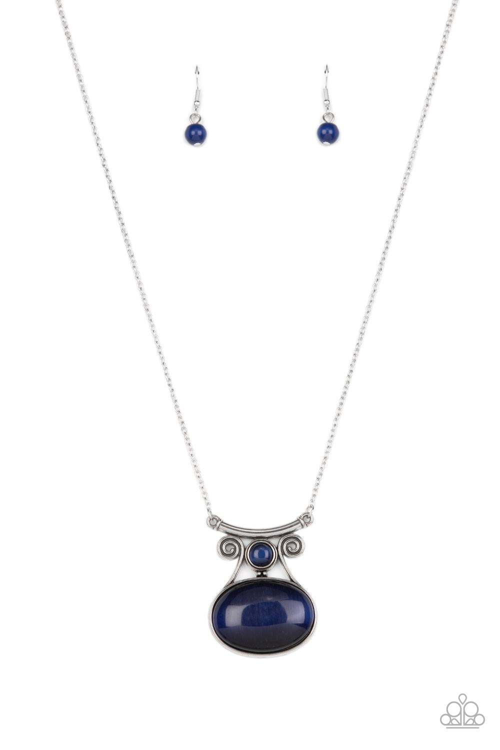 One DAYDREAM At A Time Deep Blue Cat's Eye Stone Necklace - Paparazzi Accessories- lightbox - CarasShop.com - Paparazzi Jewelry by Cara Jewels