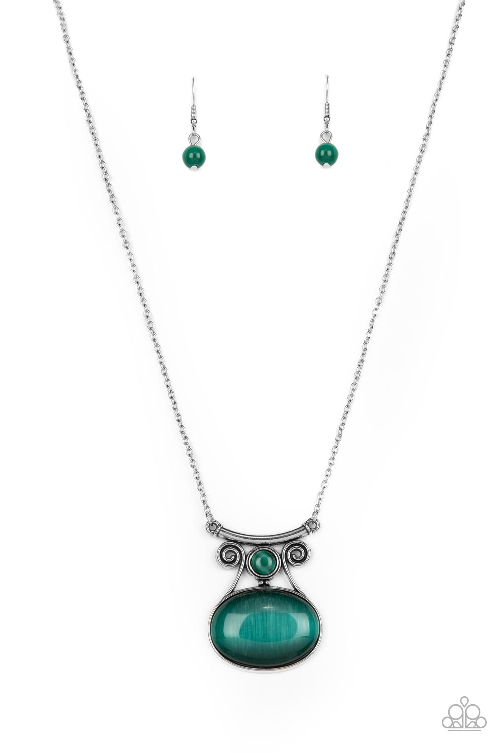 One DAYDREAM At A Time Green Cat's Eye Necklace - Paparazzi Accessories- lightbox - CarasShop.com - Paparazzi Jewelry by Cara Jewels
