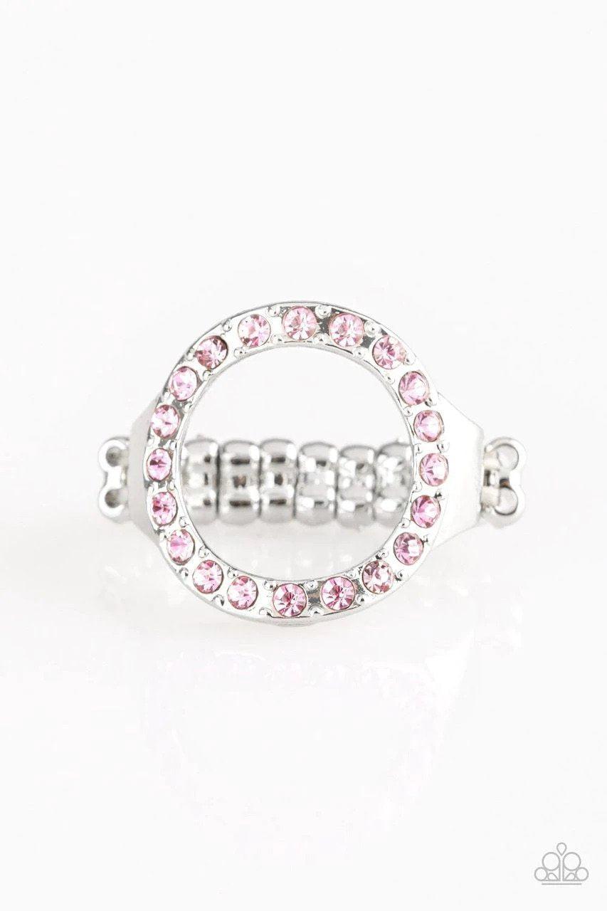One-GLAM Band Pink Ring - Paparazzi Accessories- lightbox - CarasShop.com - Paparazzi Jewelry by Cara Jewels