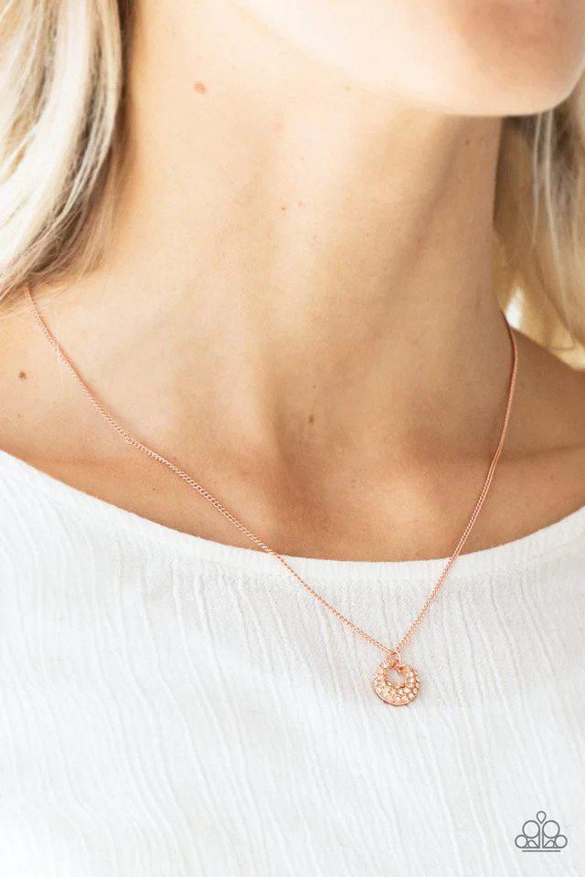 One Small Step For GLAM Copper Necklace - Paparazzi Accessories- on model - CarasShop.com - Paparazzi Jewelry by Cara Jewels