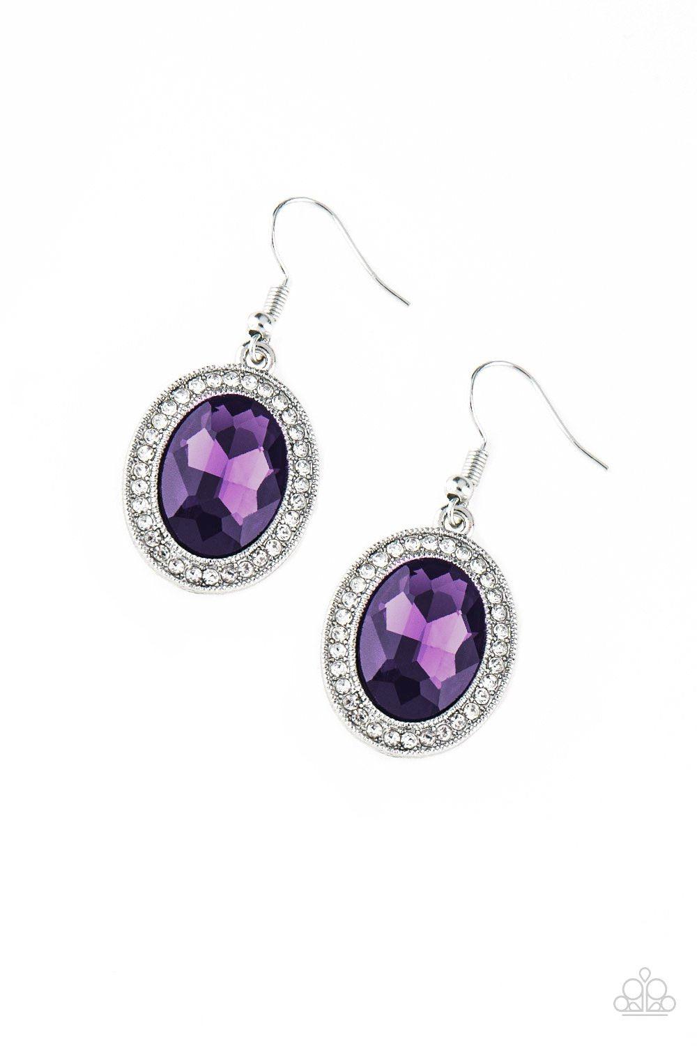 Only Fame In Town Purple Gem Earrings - Paparazzi Accessories- lightbox - CarasShop.com - Paparazzi Jewelry by Cara Jewels
