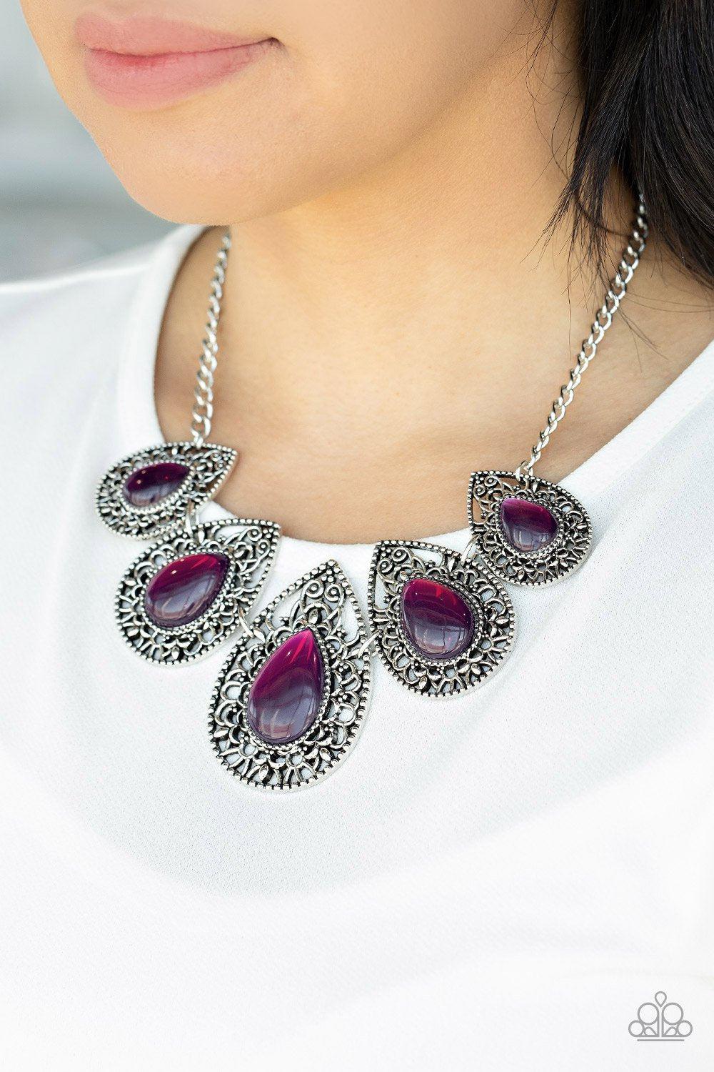 Opal Auras Purple Teardrop Necklace - Paparazzi Accessories- lightbox - CarasShop.com - Paparazzi Jewelry by Cara Jewels