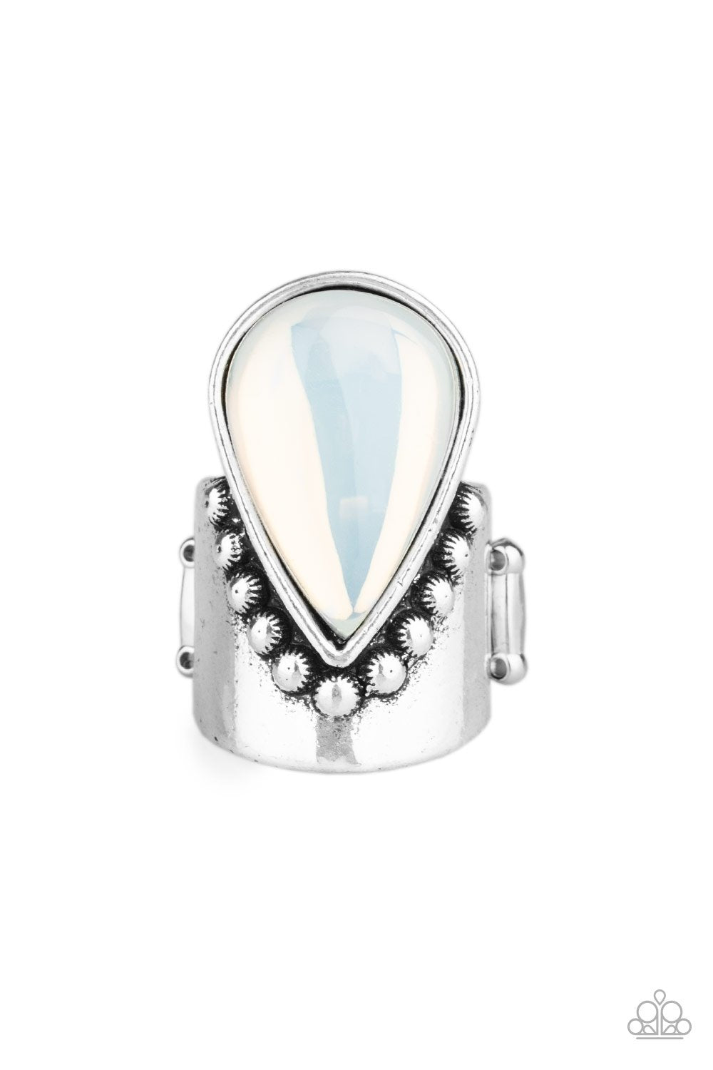Opal Mist White Ring - Paparazzi Accessories- lightbox - CarasShop.com - Paparazzi Jewelry by Cara Jewels