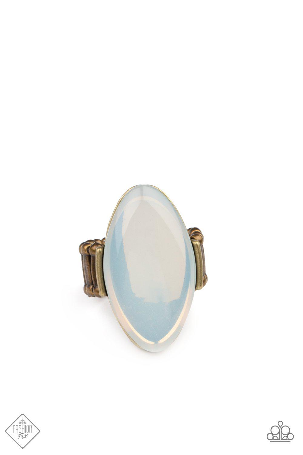Opal Odyssey Brass and White Opal Ring - Paparazzi Accessories- lightbox - CarasShop.com - Paparazzi Jewelry by Cara Jewels