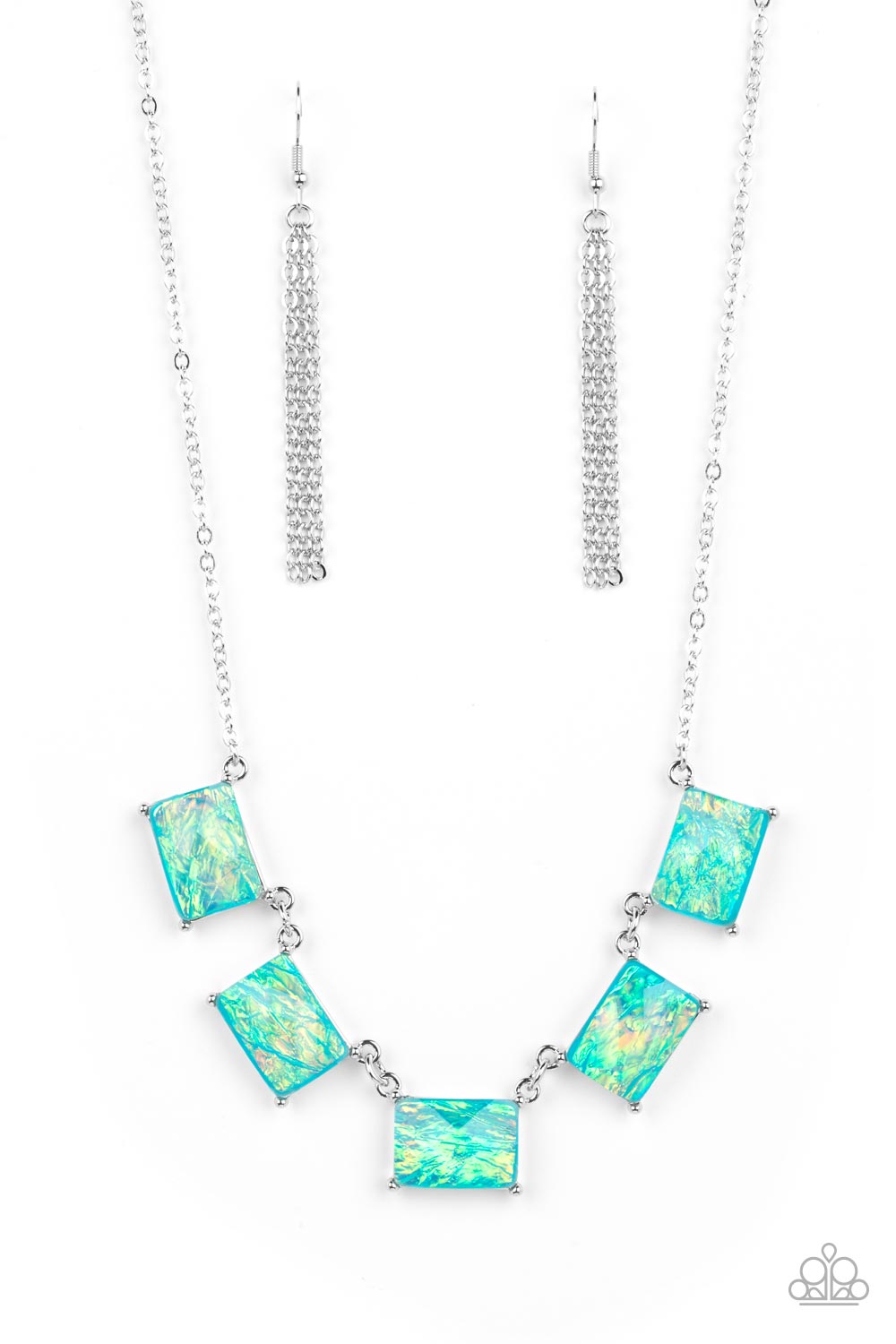 Opalescent Oblivion Blue Necklace - Paparazzi Accessories- lightbox - CarasShop.com - Paparazzi Jewelry by Cara Jewels