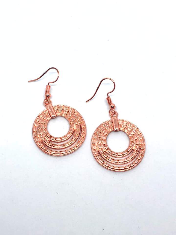 Open Plains Shiny Copper Earrings - Paparazzi Accessories- lightbox - CarasShop.com - Paparazzi Jewelry by Cara Jewels