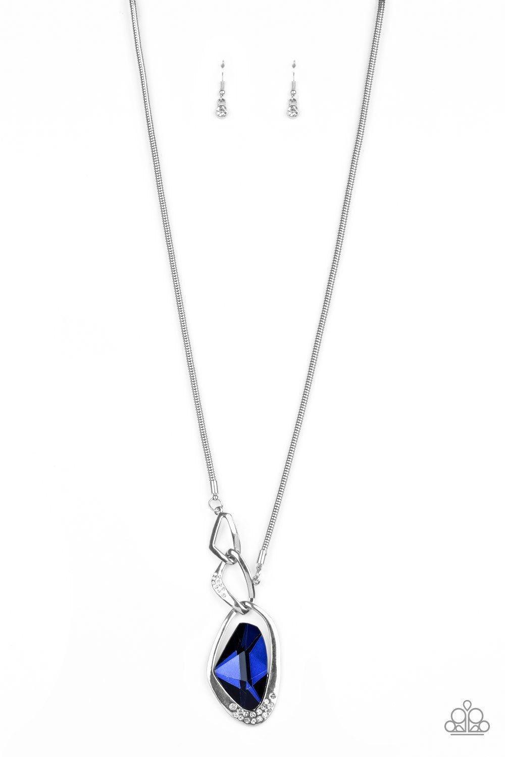 Optical Opulence Blue Rhinestone Pendant Necklace - Paparazzi Accessories- lightbox - CarasShop.com - Paparazzi Jewelry by Cara Jewels