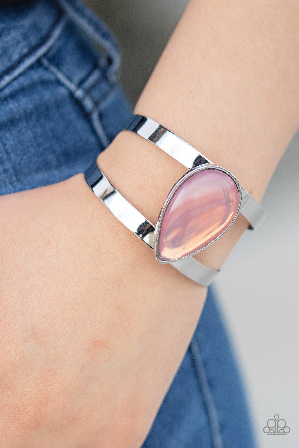 Optimal Opalescence Pink Cuff Bracelet - Paparazzi Accessories- lightbox - CarasShop.com - Paparazzi Jewelry by Cara Jewels