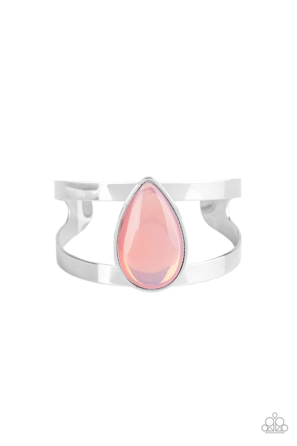 Optimal Opalescence Pink Cuff Bracelet - Paparazzi Accessories- on model - CarasShop.com - Paparazzi Jewelry by Cara Jewels