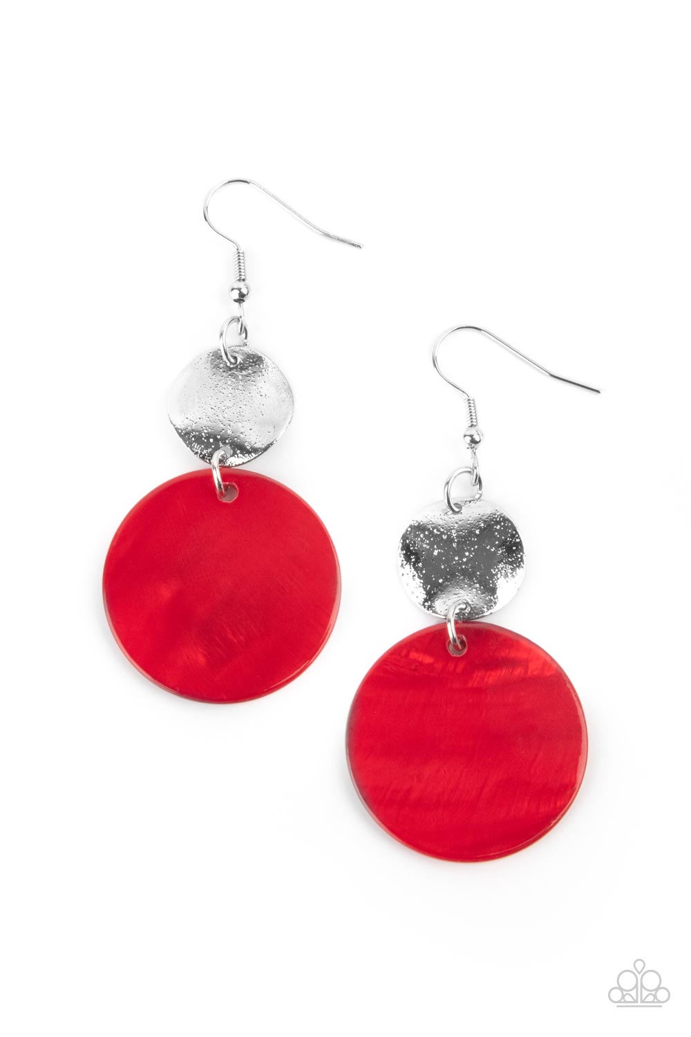 Opulently Oasis Red Shell-like Earrings - Paparazzi Accessories- lightbox - CarasShop.com - Paparazzi Jewelry by Cara Jewels