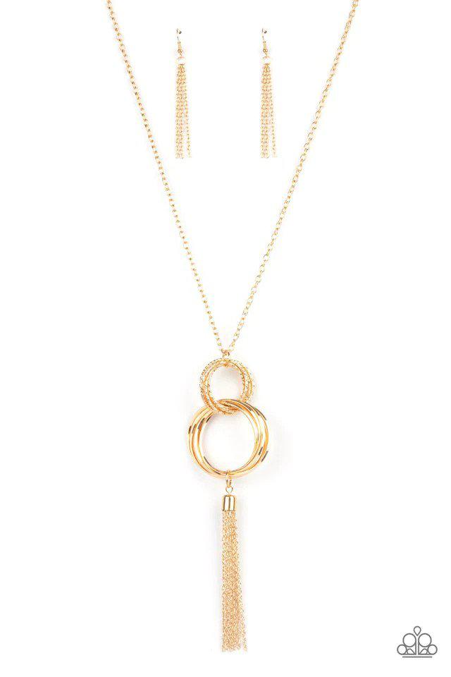 Orbiting Splendor Gold Necklace - Paparazzi Accessories- lightbox - CarasShop.com - Paparazzi Jewelry by Cara Jewels