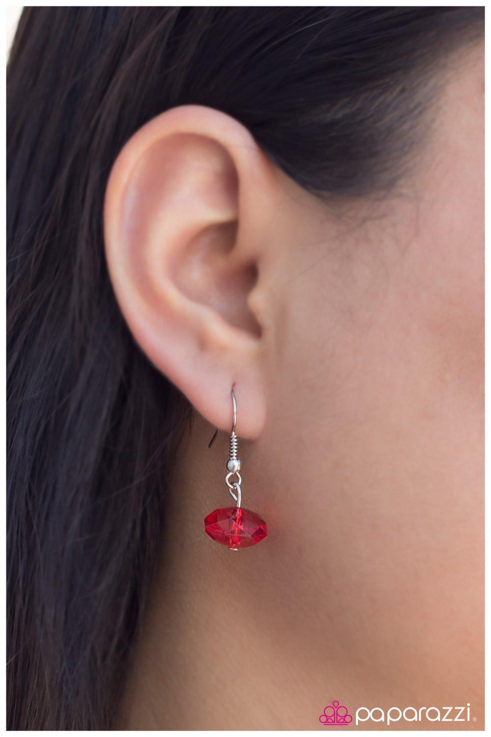 Otherwise Engaged Red and Silver Necklace - Paparazzi Accessories - free matching earrings -CarasShop.com - Paparazzi Jewelry by Cara Jewels