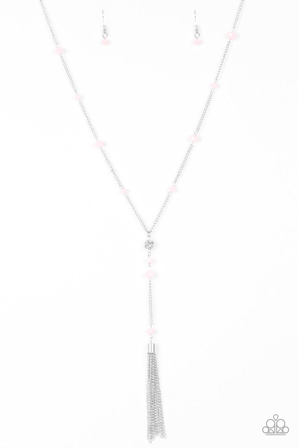 Out All Night Pink and Silver Tassel Necklace - Paparazzi Accessories- lightbox - CarasShop.com - Paparazzi Jewelry by Cara Jewels