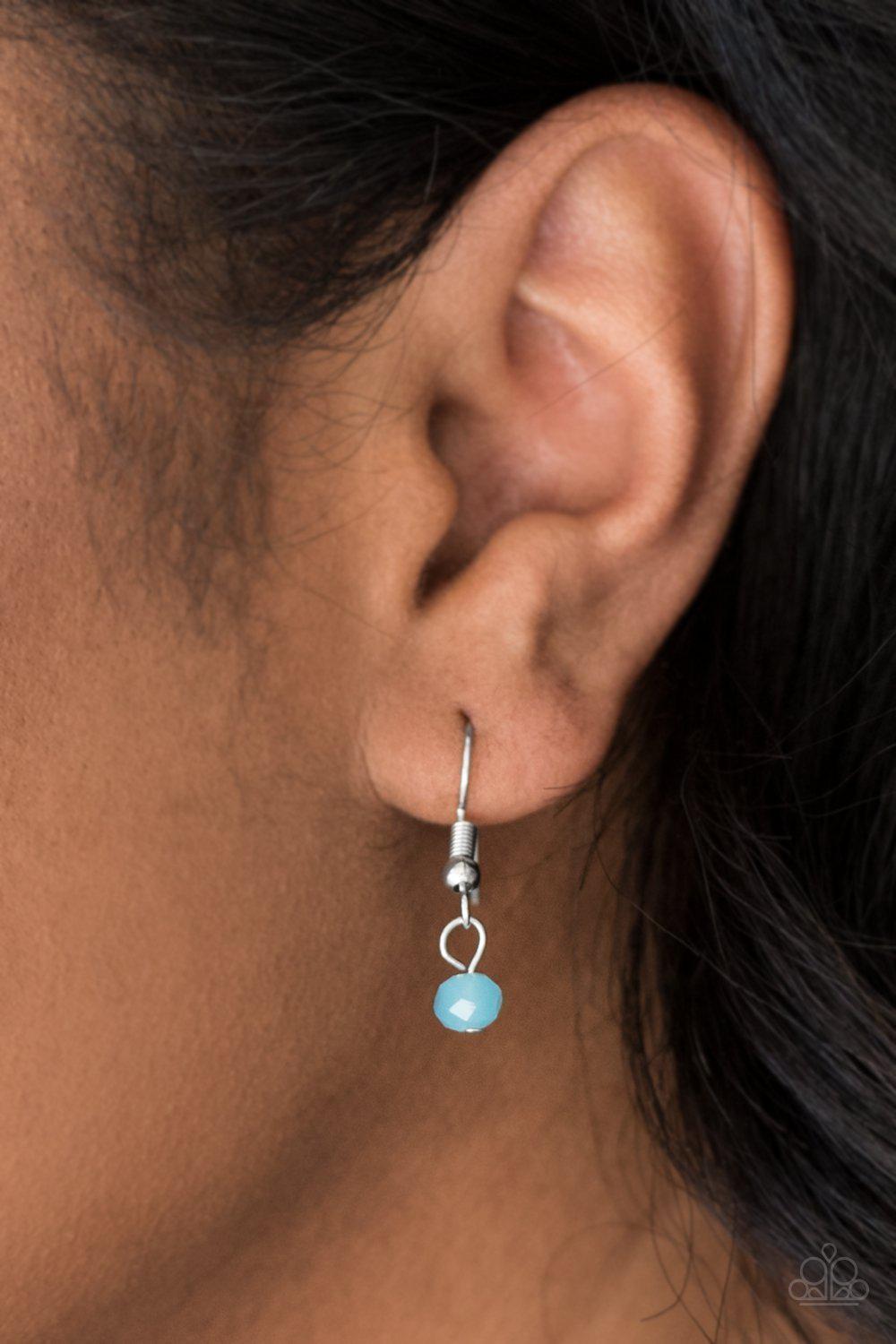 Out All Night Silver and Blue Tassel Necklace - Paparazzi Accessories- on model - CarasShop.com - Paparazzi Jewelry by Cara Jewels