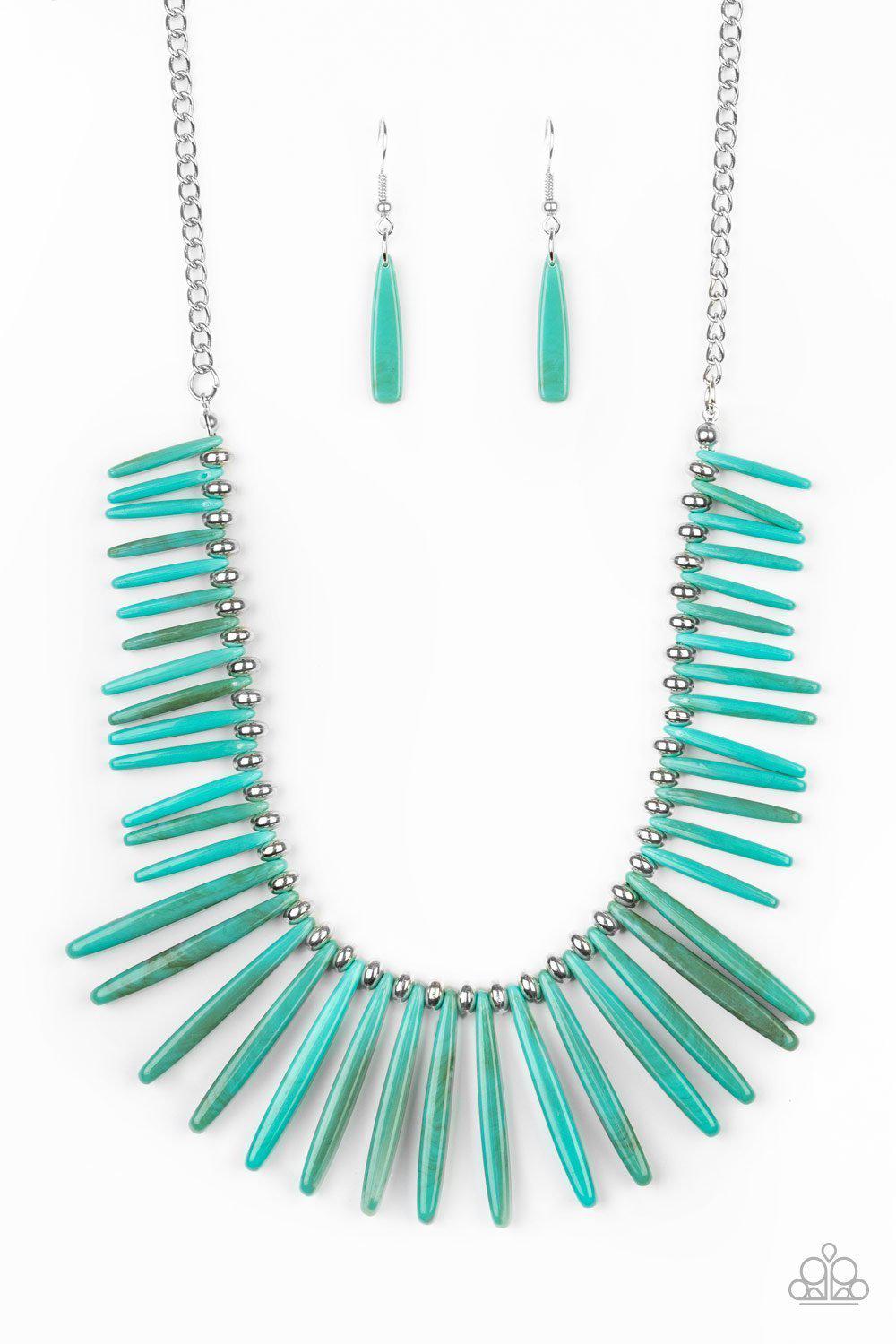 Out Of My Element Turquoise Blue Acrylic Necklace - Paparazzi Accessories- lightbox - CarasShop.com - Paparazzi Jewelry by Cara Jewels