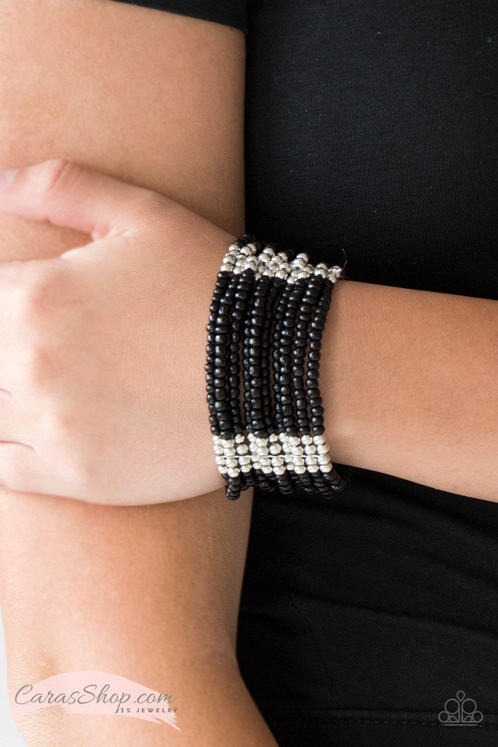 Outback Odyssey - Black Seed Bead Stretch Bracelet - Paparazzi Accessories- lightbox - CarasShop.com - Paparazzi Jewelry by Cara Jewels