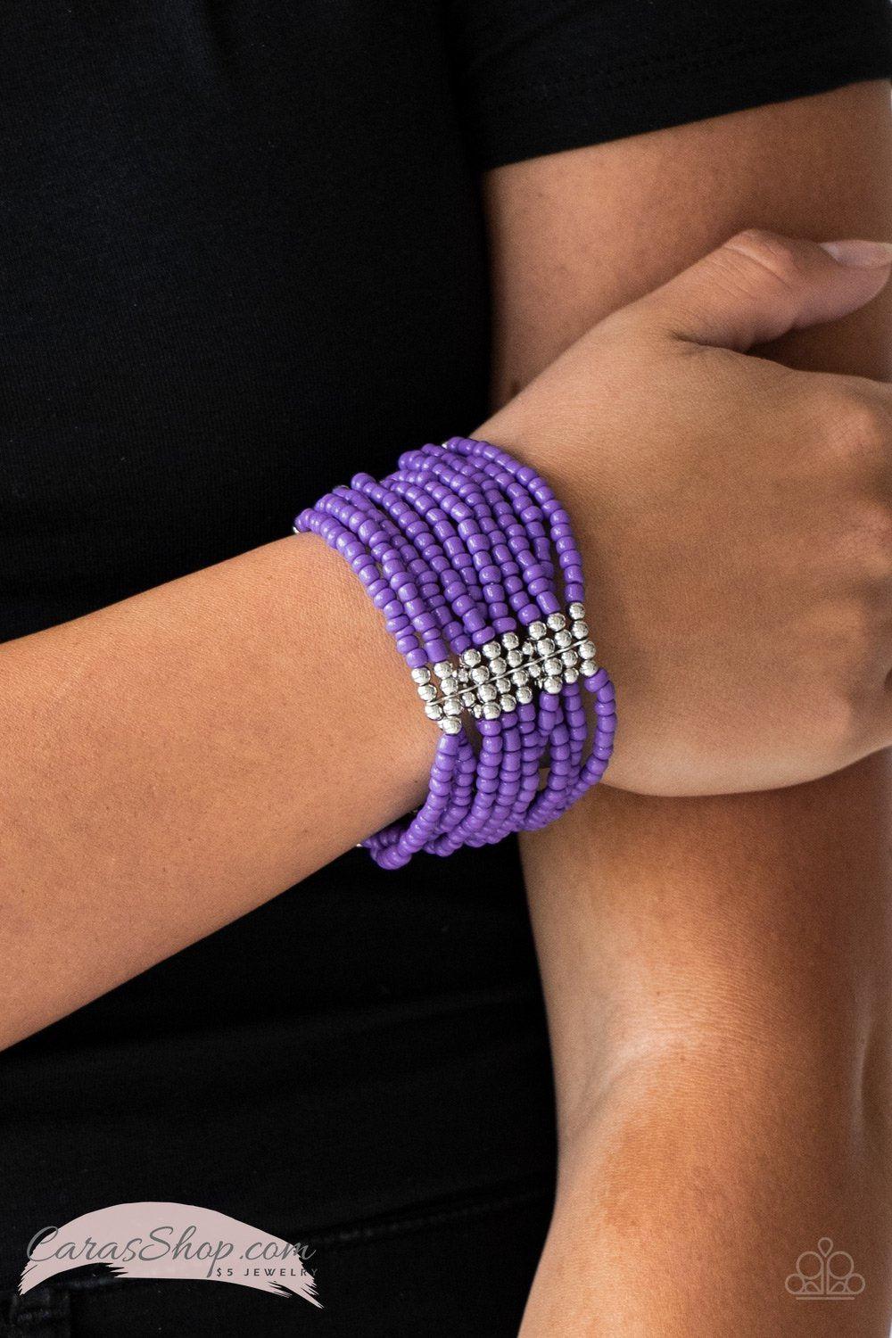 Outback Odyssey - Purple Seed Bead Stretch Bracelet - Paparazzi Accessories- lightbox - CarasShop.com - Paparazzi Jewelry by Cara Jewels