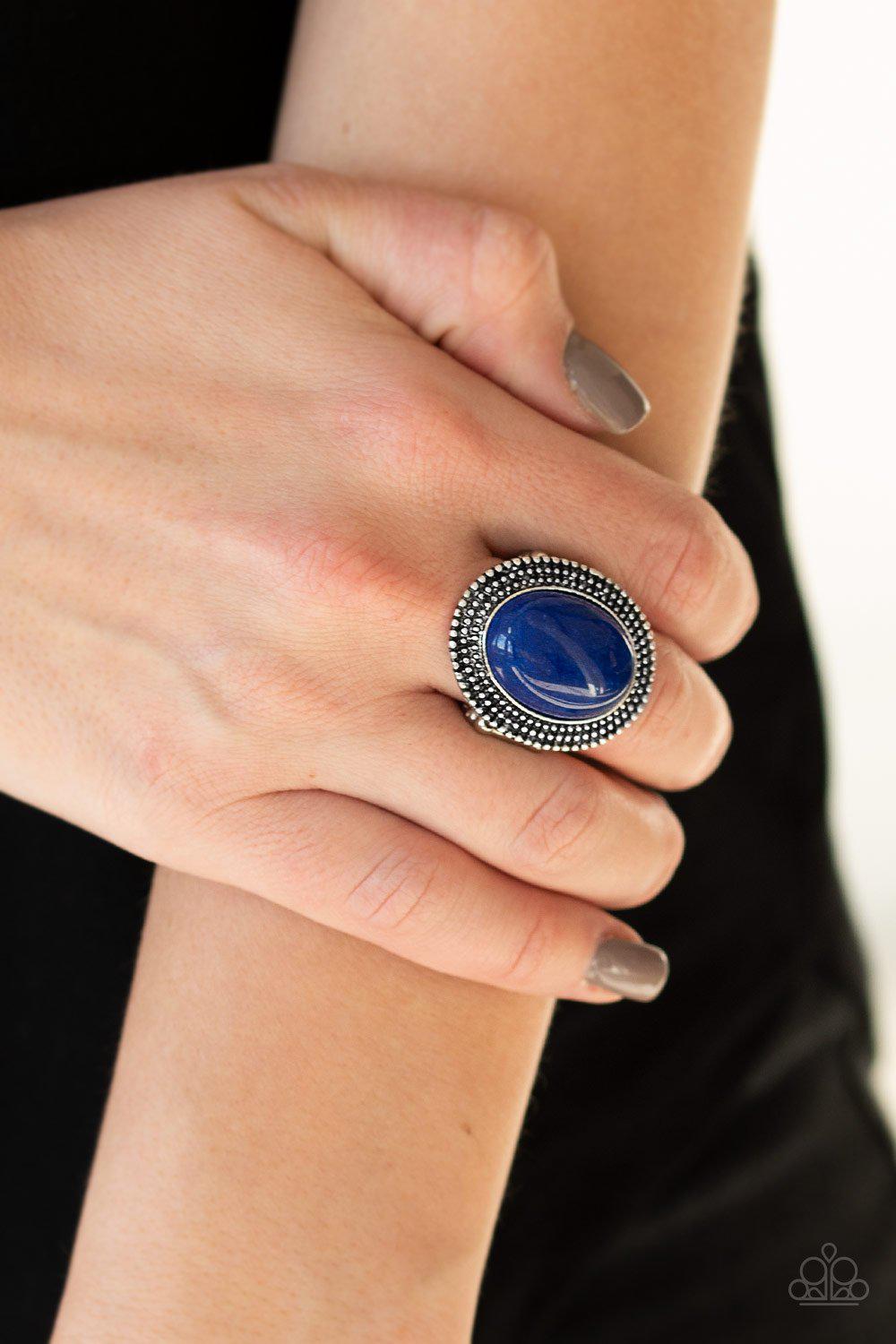 Outdoor Oasis Blue Stone Ring - Paparazzi Accessories- lightbox - CarasShop.com - Paparazzi Jewelry by Cara Jewels