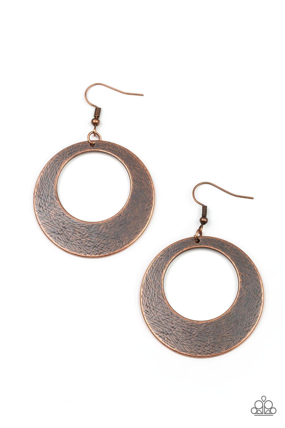 Outer Plains Copper Earrings - Paparazzi Accessories- lightbox - CarasShop.com - Paparazzi Jewelry by Cara Jewels