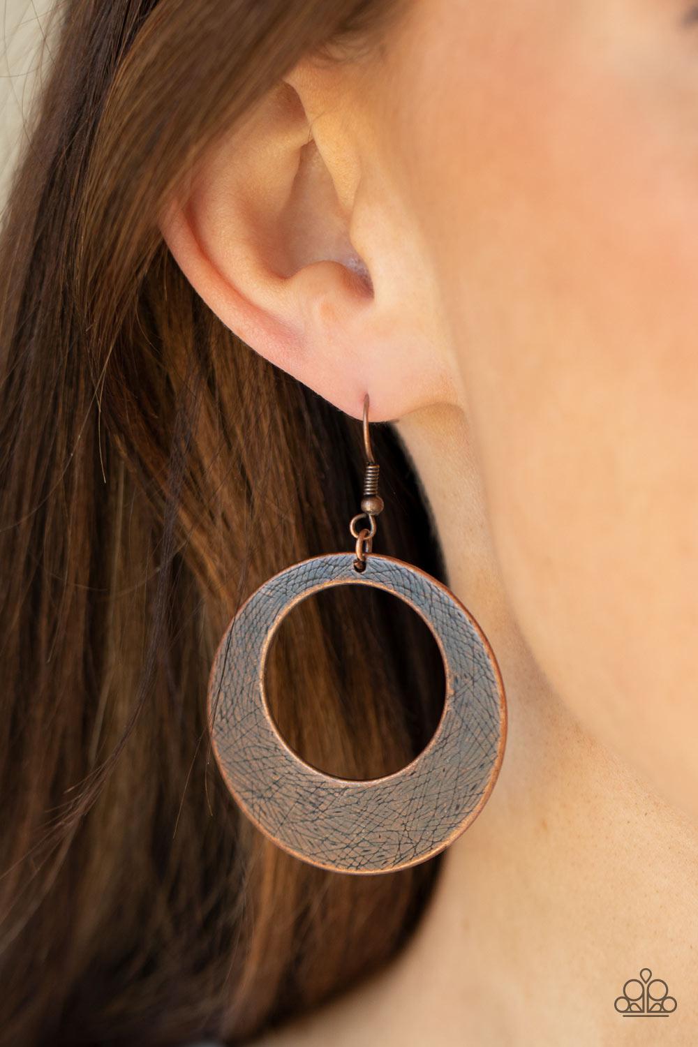 Outer Plains Copper Earrings - Paparazzi Accessories- lightbox - CarasShop.com - Paparazzi Jewelry by Cara Jewels