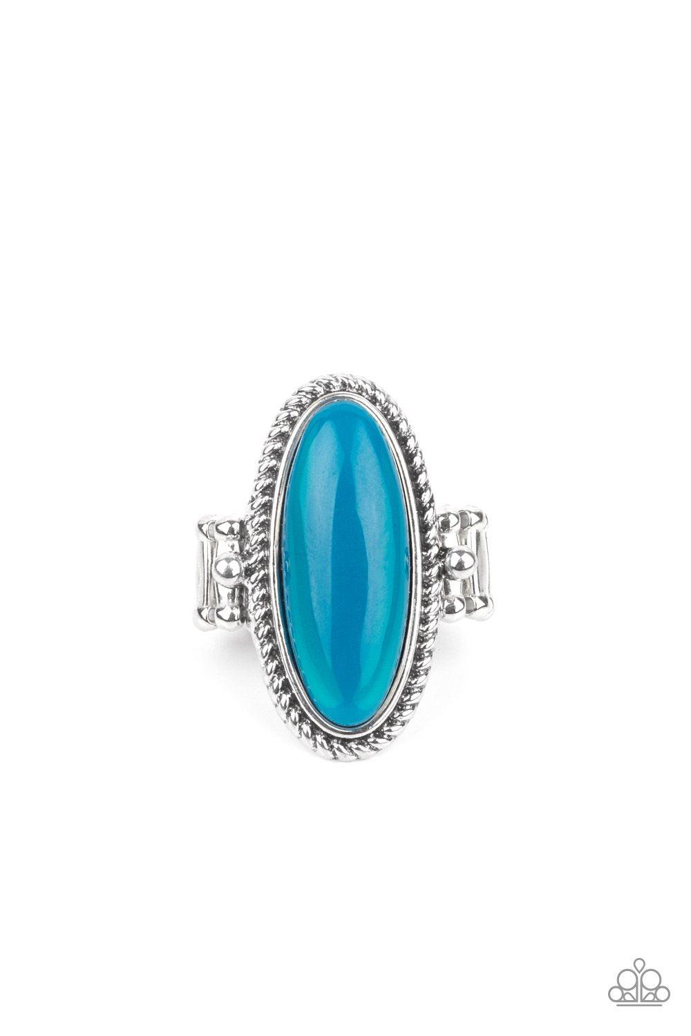 Oval Oasis Blue Iridescent Acrylic Ring - Paparazzi Accessories- lightbox - CarasShop.com - Paparazzi Jewelry by Cara Jewels