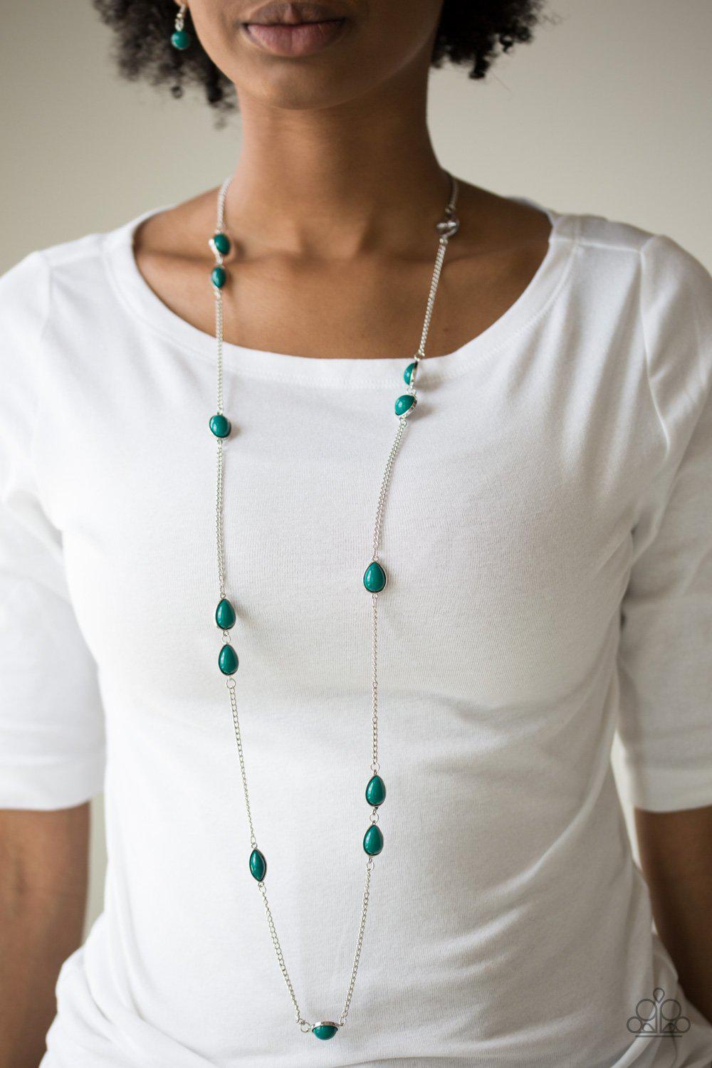 Pacific Piers Green and Silver Necklace - Paparazzi Accessories- lightbox - CarasShop.com - Paparazzi Jewelry by Cara Jewels