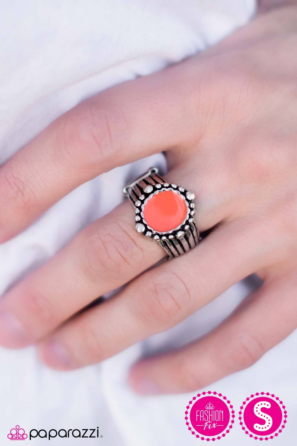 Paint Nite Silver and Orange Ring - Paparazzi Accessories- lightbox - CarasShop.com - Paparazzi Jewelry by Cara Jewels