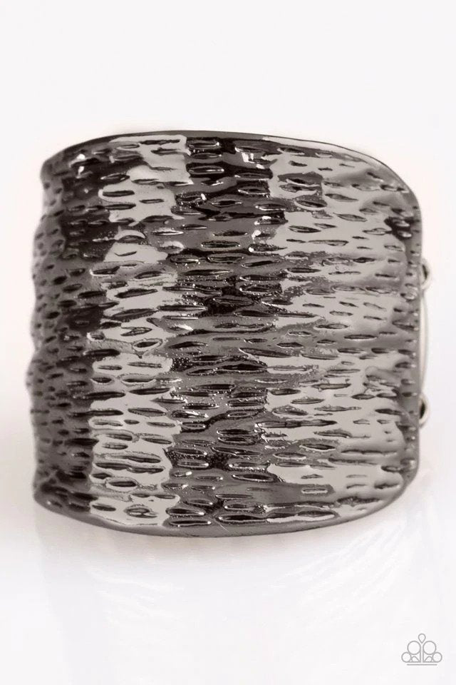 Paleo Patterns Gunmetal Black Ring - Paparazzi Accessories- lightbox - CarasShop.com - Paparazzi Jewelry by Cara Jewels