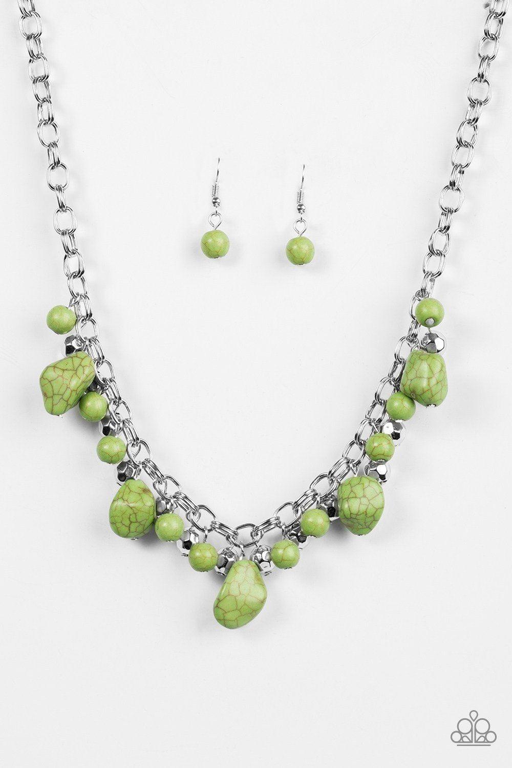 Paleo Princess Green Stone Necklace - Paparazzi Accessories- lightbox - CarasShop.com - Paparazzi Jewelry by Cara Jewels