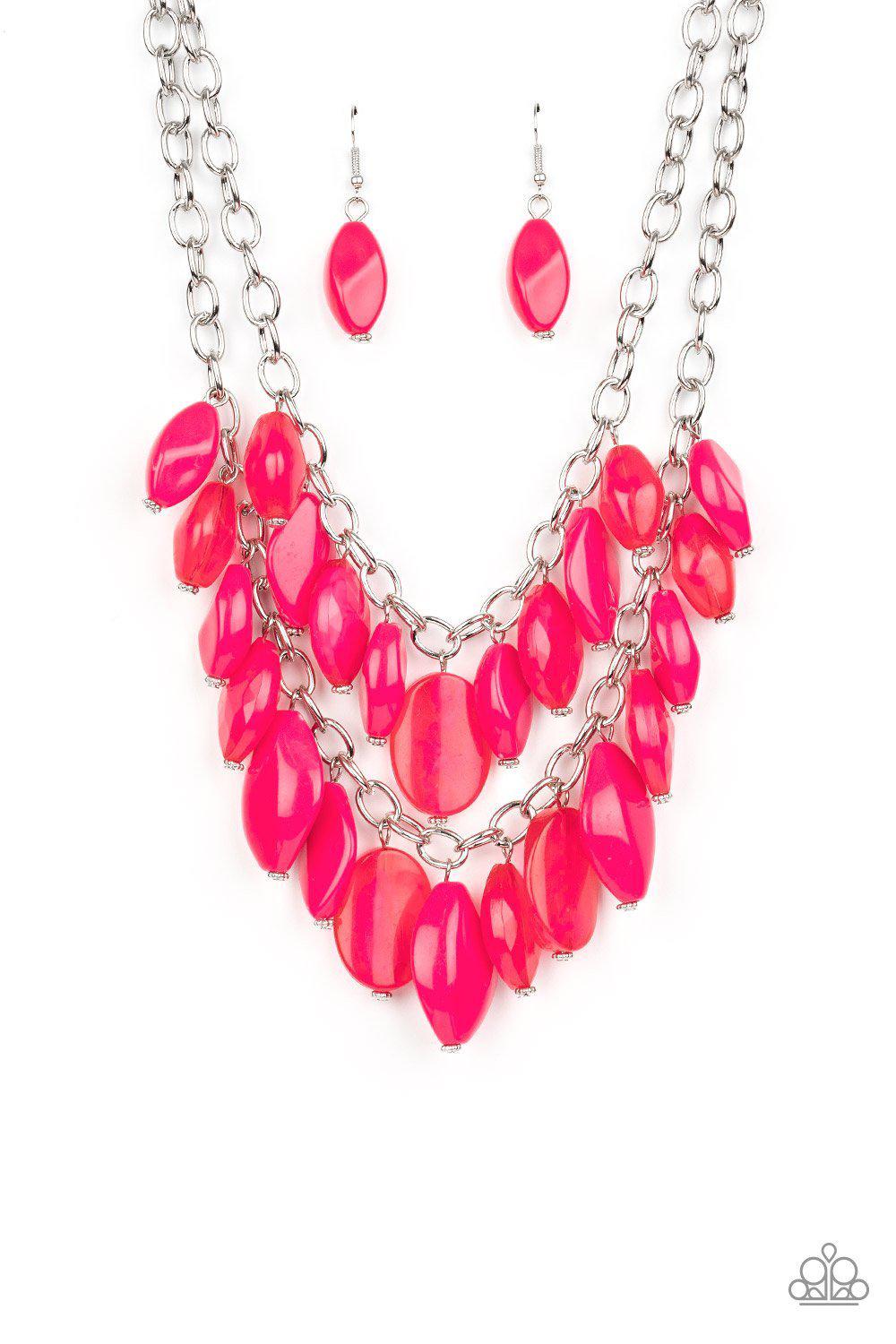 Palm Beach Beauty Pink Necklace - Paparazzi Accessories- lightbox - CarasShop.com - Paparazzi Jewelry by Cara Jewels