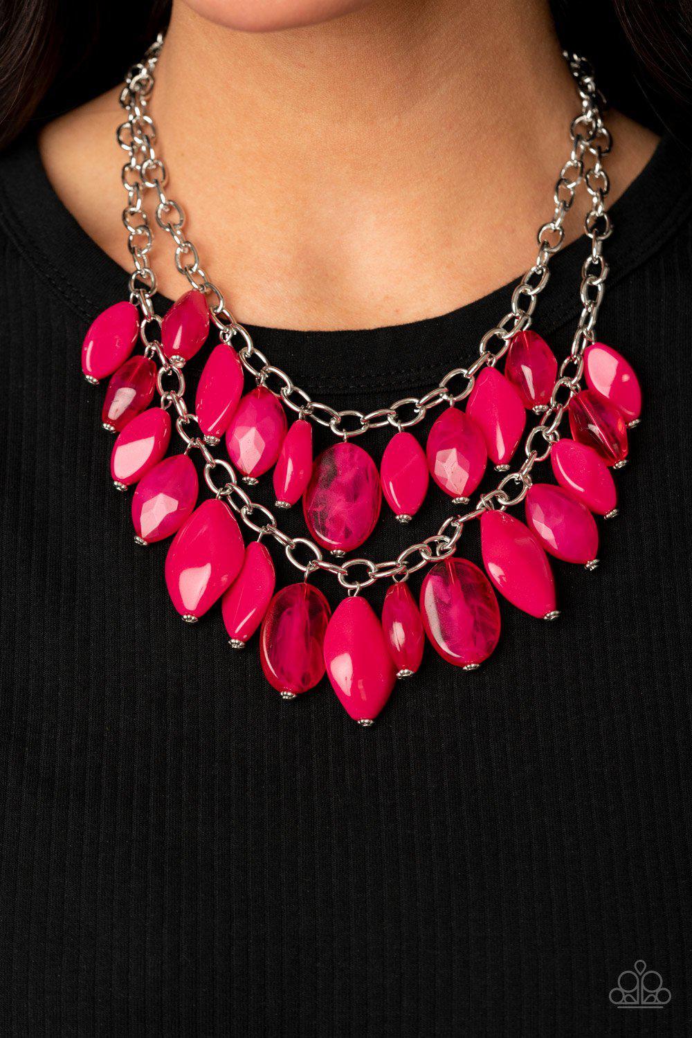 Palm Beach Beauty Pink Necklace - Paparazzi Accessories- lightbox - CarasShop.com - Paparazzi Jewelry by Cara Jewels