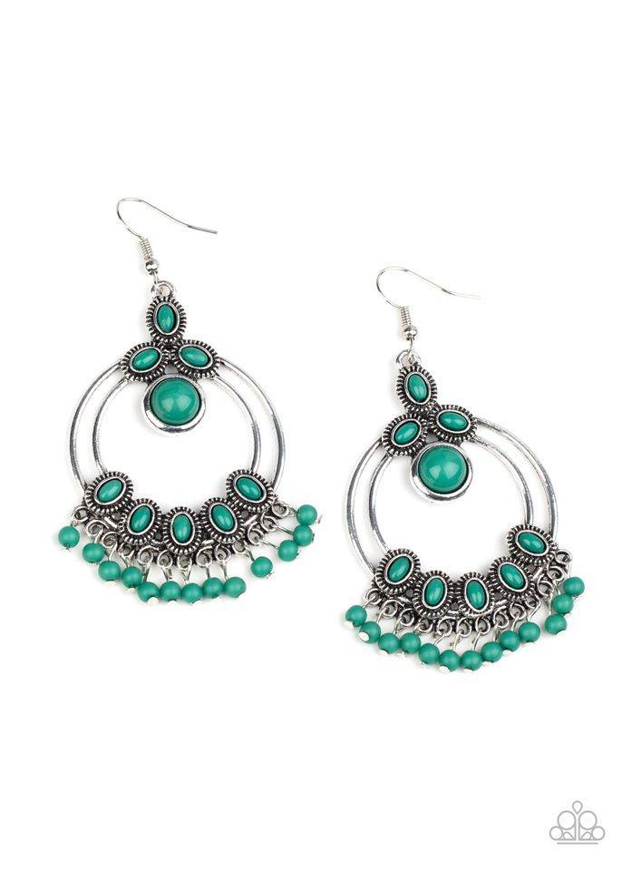 Palm Breeze Green Earrings - Paparazzi Accessories- lightbox - CarasShop.com - Paparazzi Jewelry by Cara Jewels