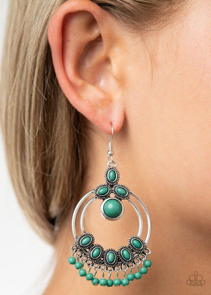Palm Breeze Green Earrings - Paparazzi Accessories- lightbox - CarasShop.com - Paparazzi Jewelry by Cara Jewels