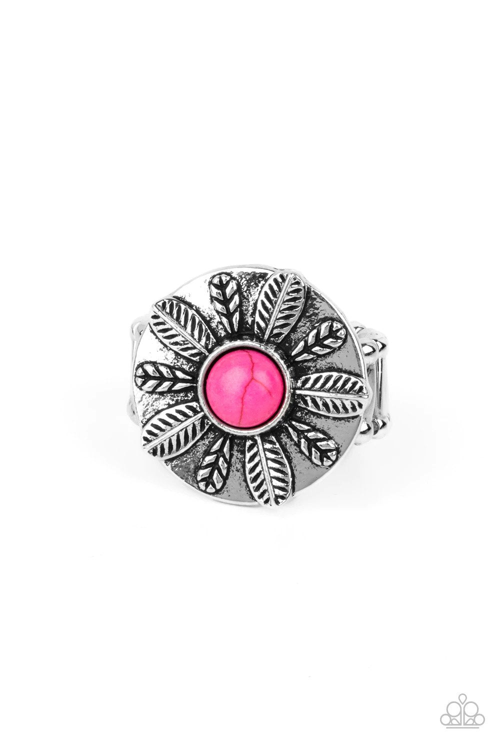 PALMS Reader Pink Stone Ring - Paparazzi Accessories- lightbox - CarasShop.com - Paparazzi Jewelry by Cara Jewels