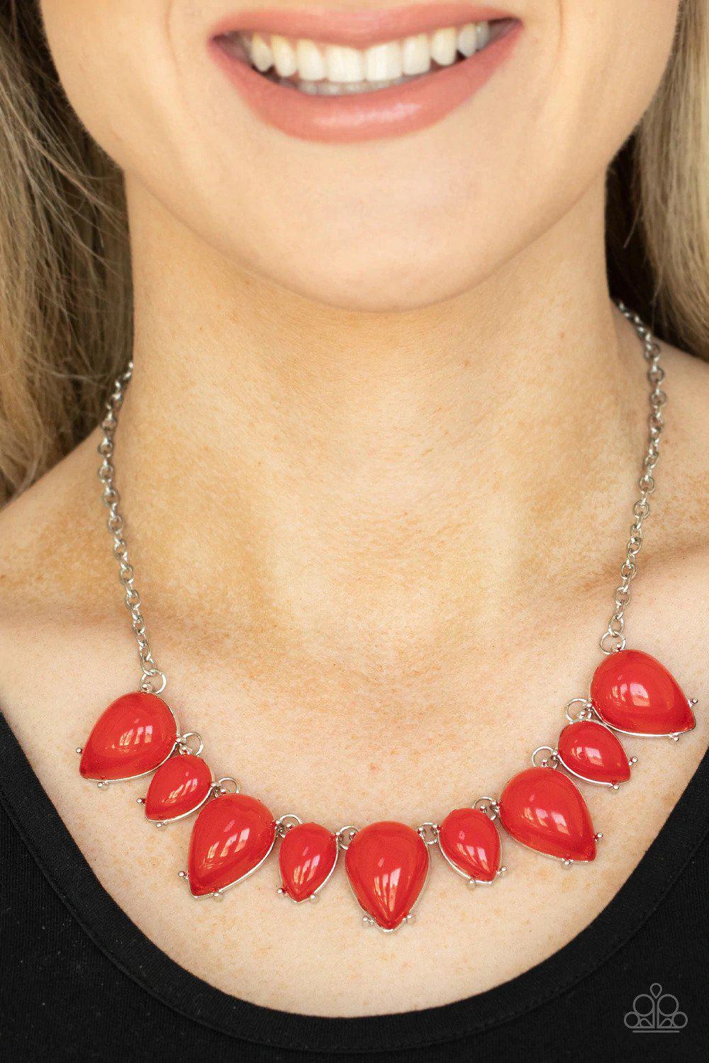 Pampered Poolside Red Necklace - Paparazzi Accessories- lightbox - CarasShop.com - Paparazzi Jewelry by Cara Jewels