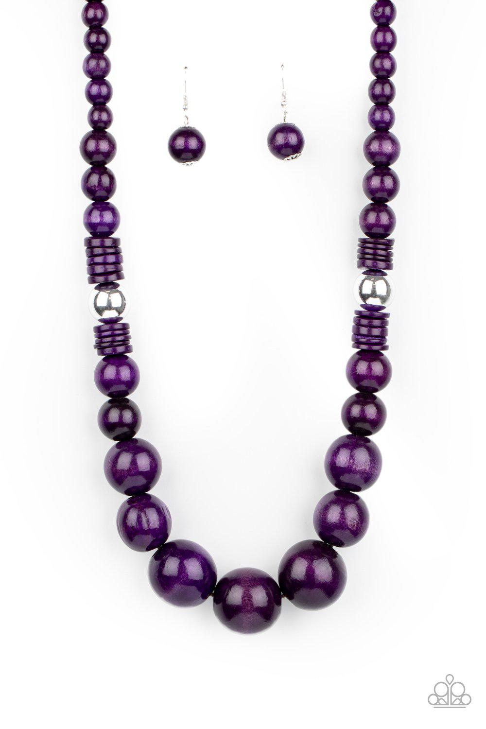Panama Panorama Purple Wood Necklace - Paparazzi Accessories- lightbox - CarasShop.com - Paparazzi Jewelry by Cara Jewels