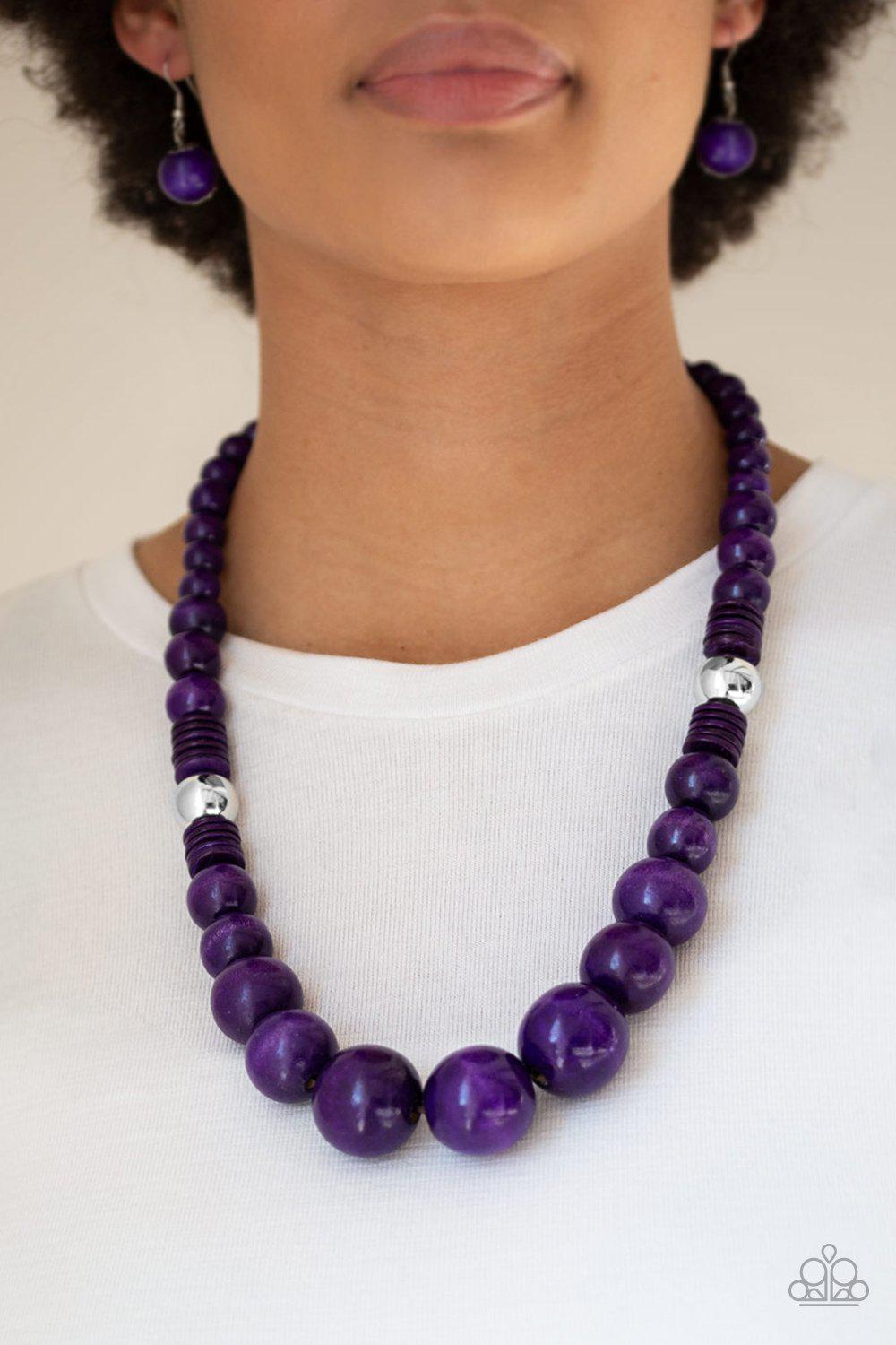Panama Panorama Purple Wood Necklace - Paparazzi Accessories- lightbox - CarasShop.com - Paparazzi Jewelry by Cara Jewels
