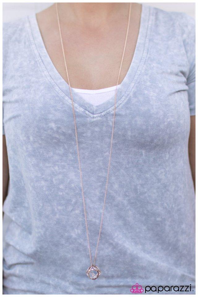 Pandora's Box Gold Necklace and matching Earrings - Paparazzi Accessories- lightbox - CarasShop.com - Paparazzi Jewelry by Cara Jewels