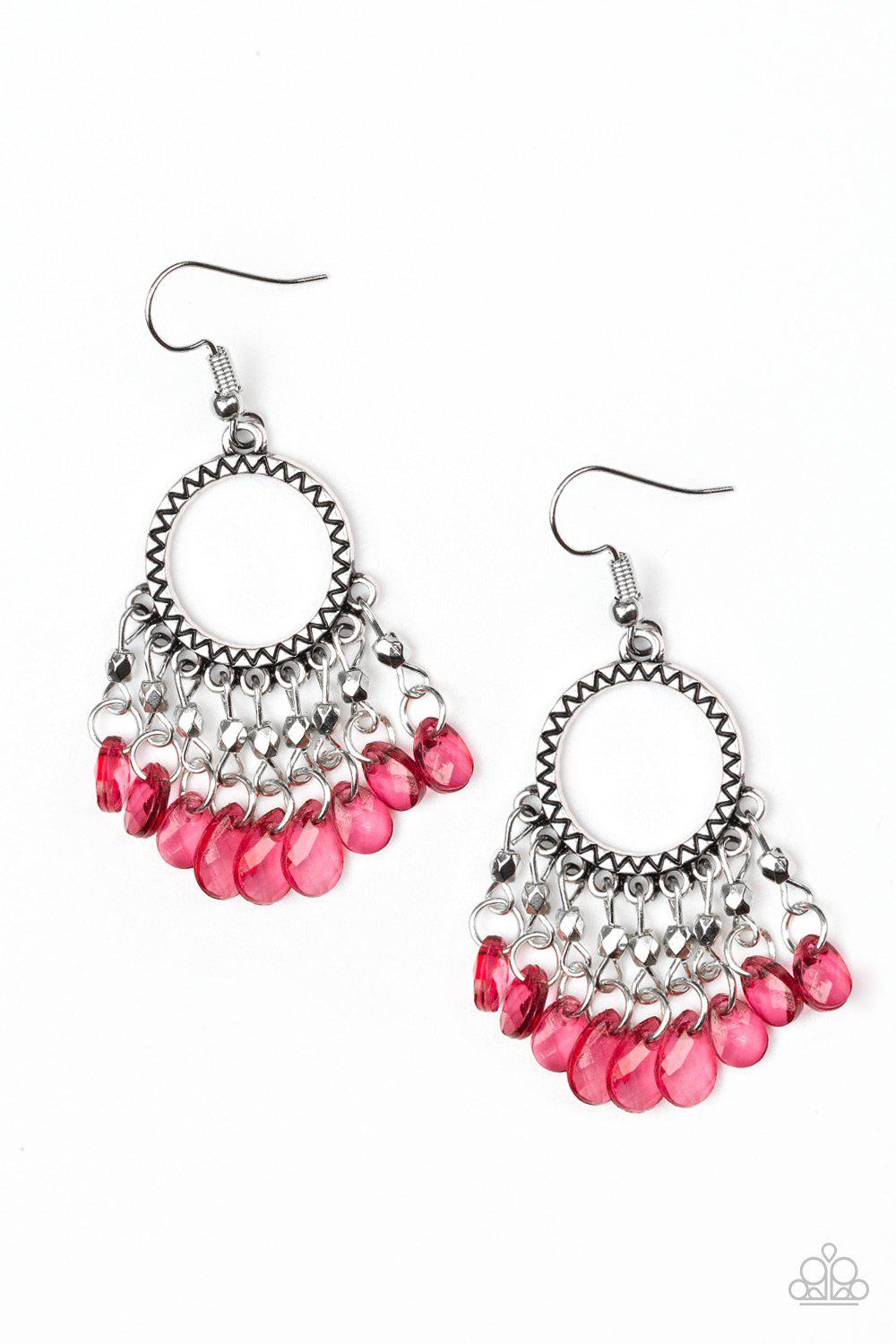 Paradise Palace Red Earrings - Paparazzi Accessories- lightbox - CarasShop.com - Paparazzi Jewelry by Cara Jewels
