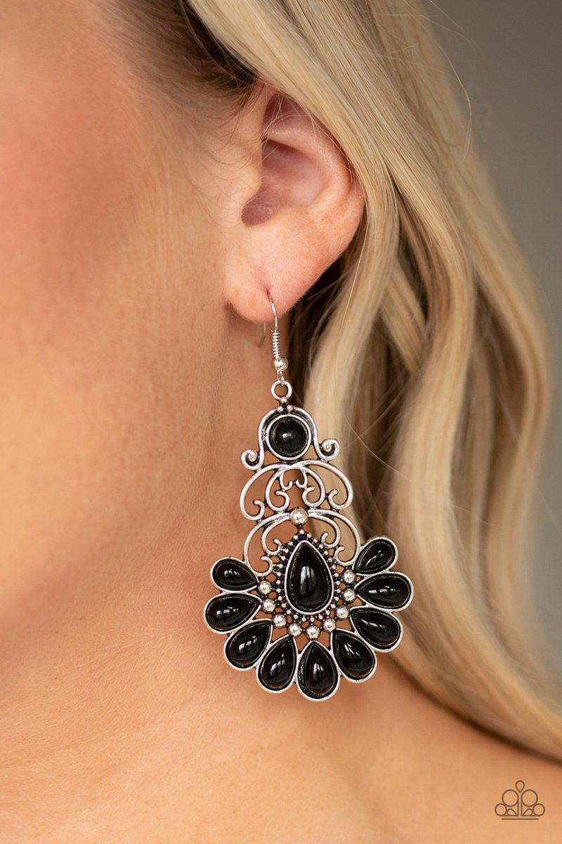 Paradise Parlor Black and Silver Earrings - Paparazzi Accessories- lightbox - CarasShop.com - Paparazzi Jewelry by Cara Jewels