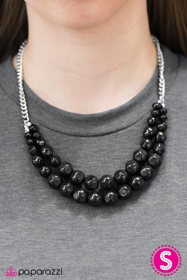 Parkview Picnic Black Necklace - Paparazzi Accessories- on model - CarasShop.com - Paparazzi Jewelry by Cara Jewels