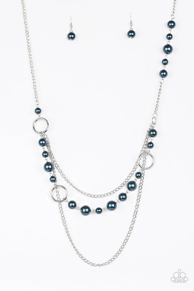 Party Dress Princess Dark Blue Pearl and Silver Necklace - Paparazzi Accessories- lightbox - CarasShop.com - Paparazzi Jewelry by Cara Jewels