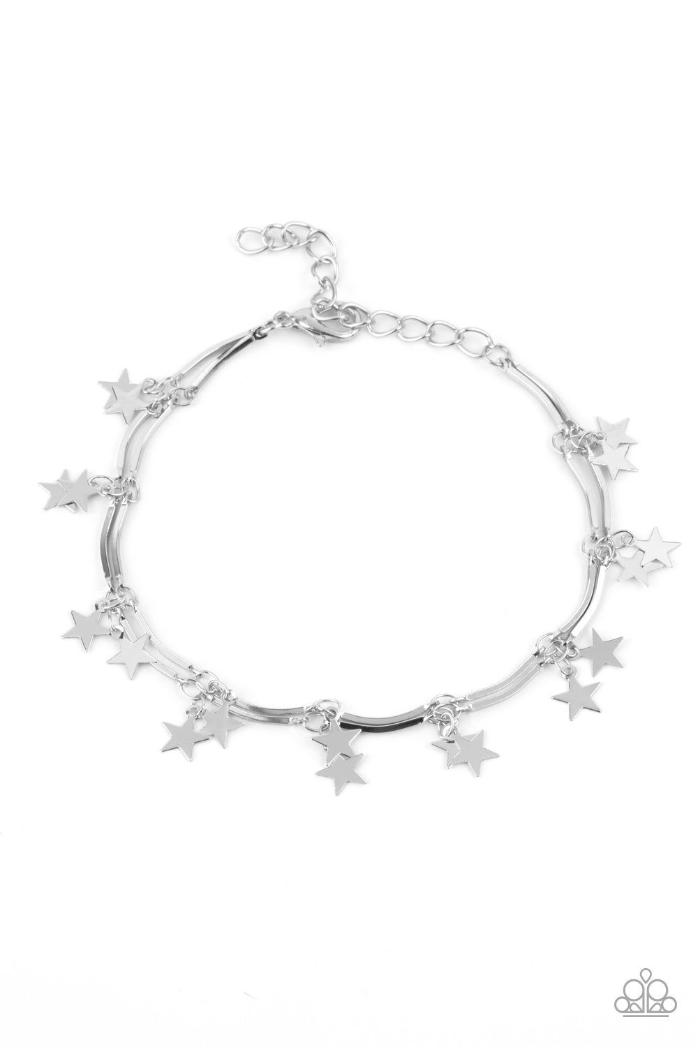 Party In The USA Silver Star Bracelet - Paparazzi Accessories- lightbox - CarasShop.com - Paparazzi Jewelry by Cara Jewels