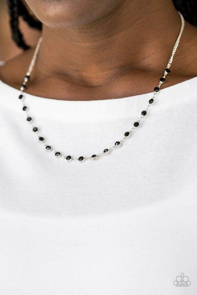 Party Like a Princess Black Necklace - Paparazzi Accessories- on model - CarasShop.com - Paparazzi Jewelry by Cara Jewels
