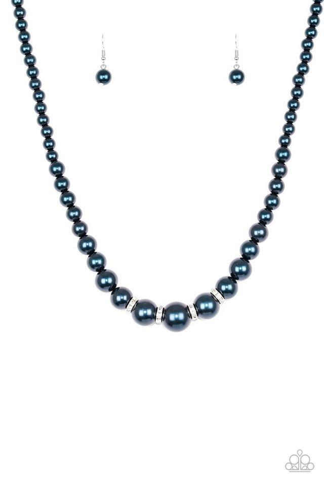 Party Pearls Blue Pearl Necklace - Paparazzi Accessories - free matching earrings -CarasShop.com - Paparazzi Jewelry by Cara Jewels