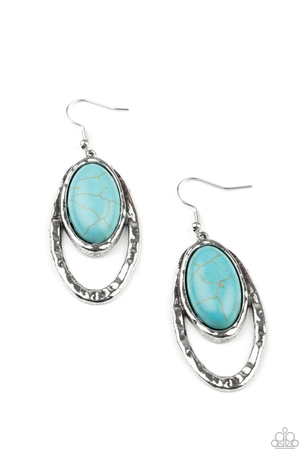Pasture Paradise Turquoise Blue Stone Earrings - Paparazzi Accessories- lightbox - CarasShop.com - Paparazzi Jewelry by Cara Jewels